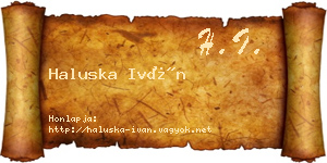 Haluska Iván névjegykártya